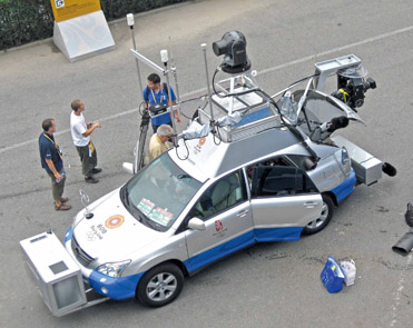 Figure 7.22 This car was outfitted with stabilized cameras and transmitters especially for Olympic Broadcasting Services.