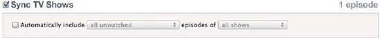 The TV Shows tab allows you to select which shows you want to sync to your iPad.