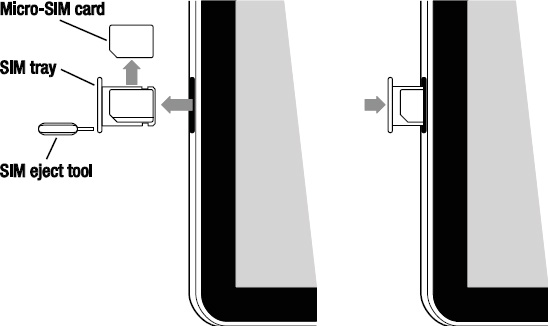 The micro-SIM card, the SIM tray, and the SIM eject tool are found only on the Wi-Fi + 3G iPad. On the second-generation iPad, the port is located near the top of the left side of the device.