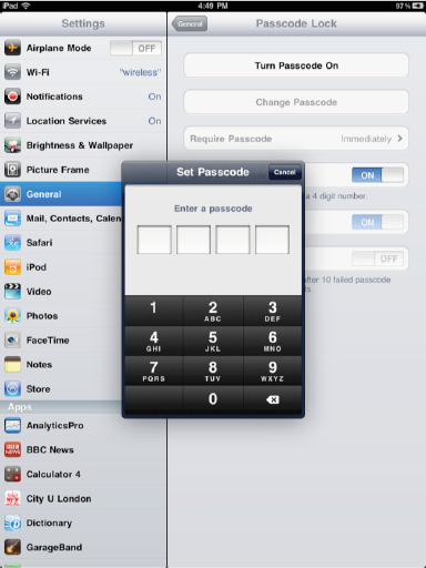 Setting your simple passcode