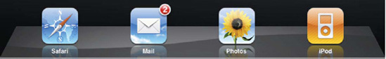 The Dock can hold between zero and six apps.