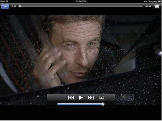 The iPad's video playback controls allow you to control playback as you watch.