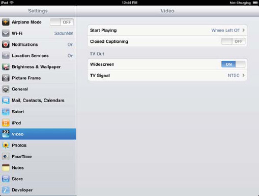 The Videos' settings preferences