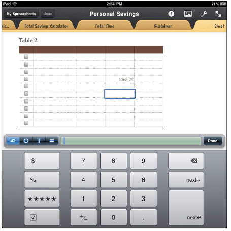 The numeric data entry keyboard