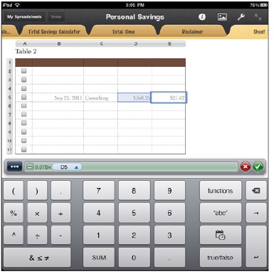 The formula entry keyboard is used to enter both simple and complex formulas into spreadsheet cells.