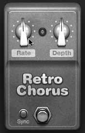 Adjust the knobs of the Retro Chorus stomp-box.