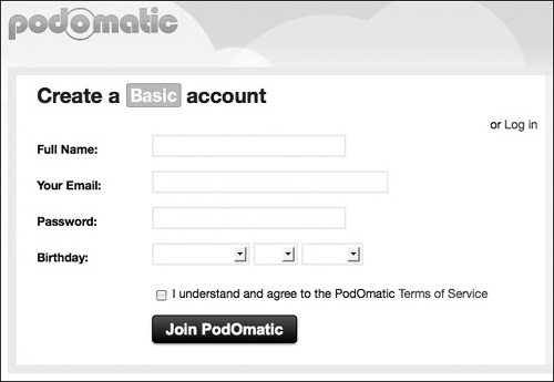 PodOmatic account registration.
