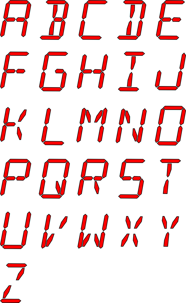 The character set of a 14-segment display (image: public domain)