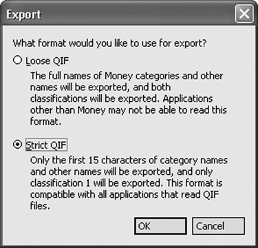 Use the Strict QIF option. It lops off category names longer than 15 characters.