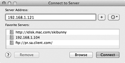 The Sidebar method of connecting to shared disks and folders is quick and easy, but it doesn’t let you connect to certain kinds of disks. The Connect to Server method entails plodding through several dialog boxes, but it can find just about every kind of networked disk.