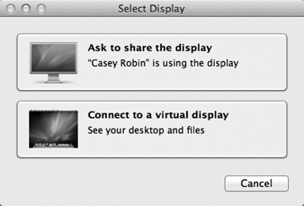 The Mac wants to know if you want to view or control the screen that’s in use right now by whoever’s using Other Mac—or if you want to use the new “virtual display” option, where you take control of your account on the other Mac without disturbing the totally different activity of whomever is seated there.