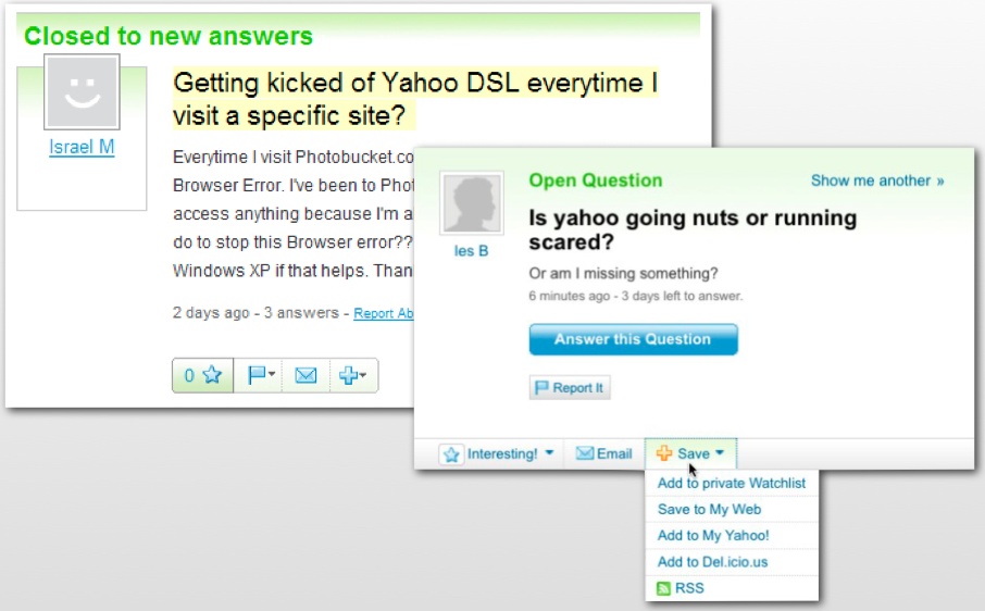 Yahoo! Answers redesigned a number of reputation input mechanisms, both to make their semantic meanings more clear (adding labels to most of the icons, for instance) but also to remove the proximity of one of the most critical inputs, Report It.