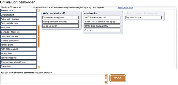 Optimal Sort: a simple drag-and-drop online card sorting tool, with templates and exportable data (which can be used with the Card Sort Cluster Analysis Tool).