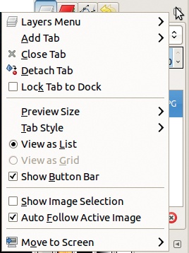 The Layers dialog menu