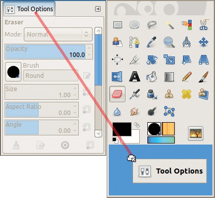 Moving the Tool Options dialog back into the Toolbox window