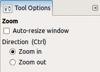 The Zoom tool options