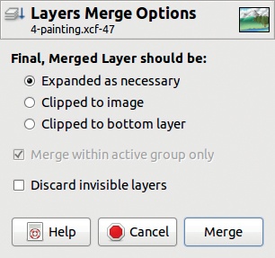 The Layers Merge Options dialog