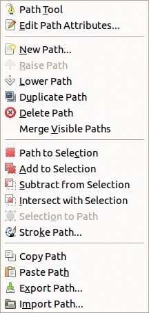 The Paths menu