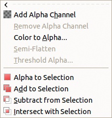 The Transparency menu without an Alpha channel