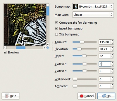 The Bump Map dialog