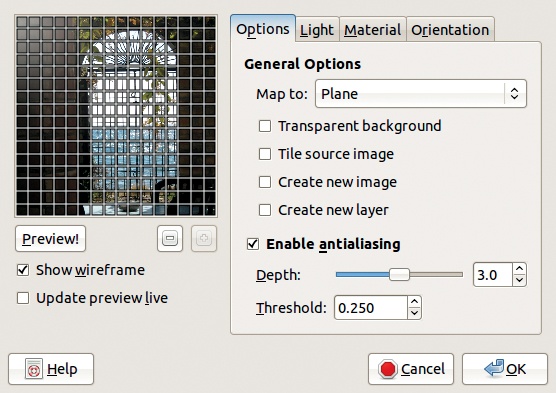 The Map Object dialog, Options tab