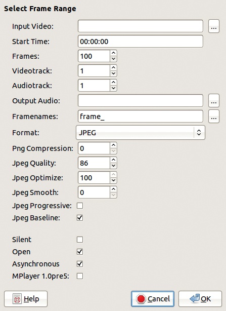 The MPlayer-based extraction dialog