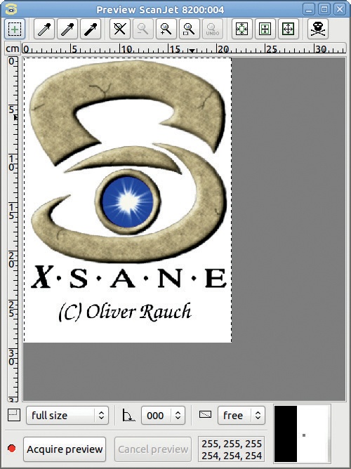 The XSane preview window