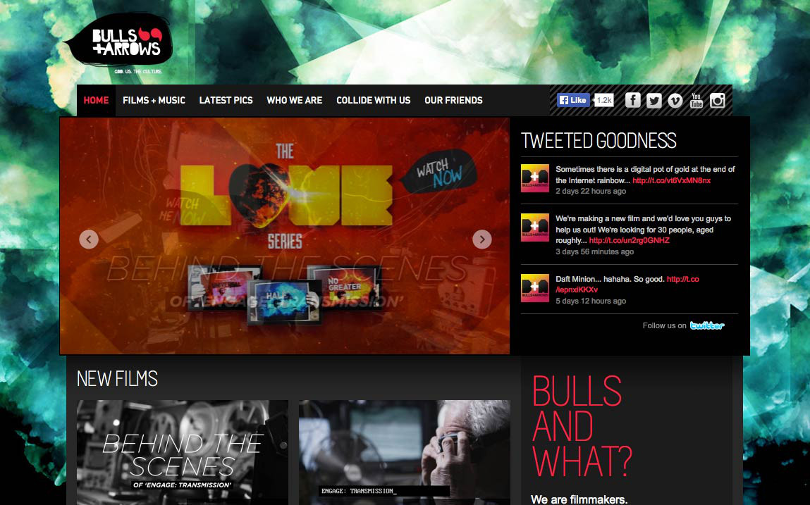 The Bulls+Arrows site makes great use of colors that clash