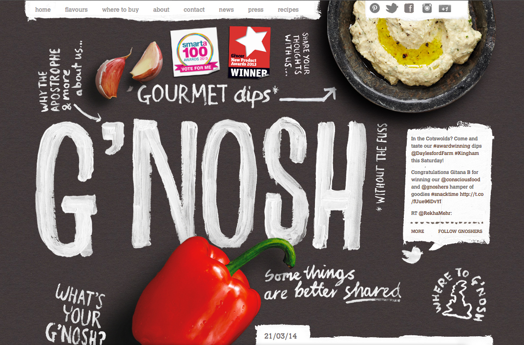 The casual and approachable G'nosh's website