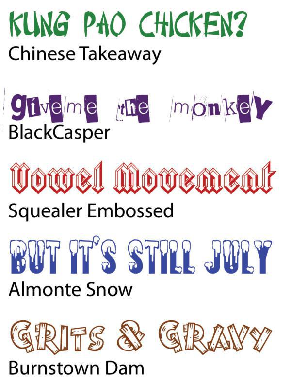 Examples of novelty fonts