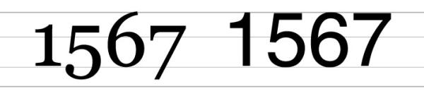 Old-style numerals in the Georgia font on the left, and standard numerals in Helvetica on the right