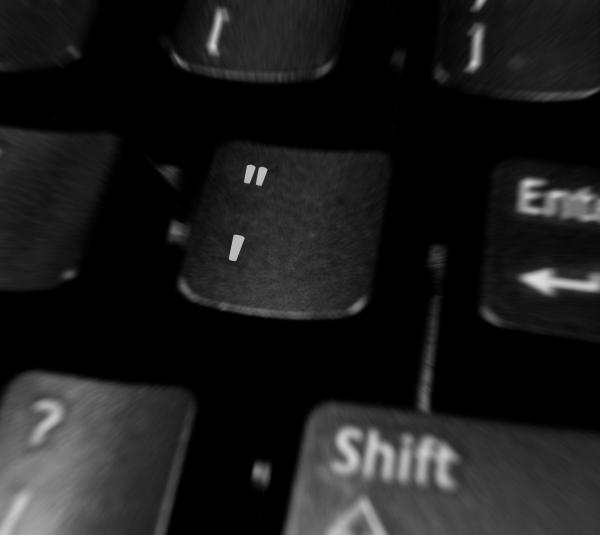 The quotation mark key on a standard keyboard