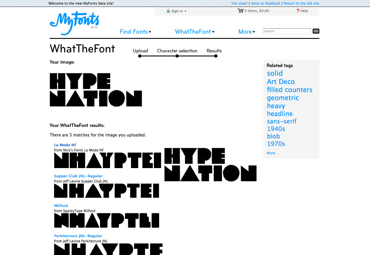 MyFonts’ WhatTheFont service