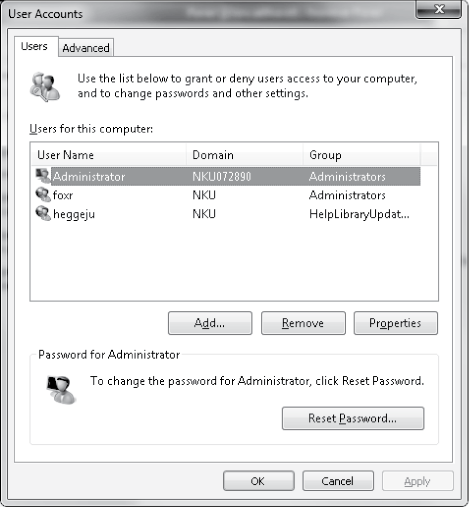 Image of Windows user account GUI