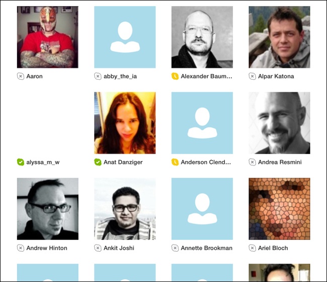 Skype tries to show you faces but also shows you a lot of dummy avatars.