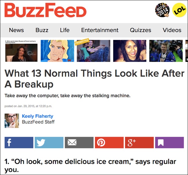 BuzzFeed makes it hard to miss the sharing options.