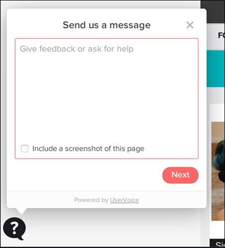 The Hunt’s () web version of their service offers a question mark call to action to trigger a feedback entry form. Selecting the radio button automatically adds a screenshot to the entry allowing the folks on the other end to know where the user was when they needed help or wanted to offer feedback.