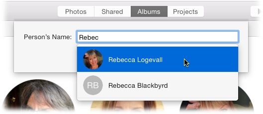 When you see the correct name appear the list, click it, and then click Continue to see other pictures that Photos thinks contain that same person.