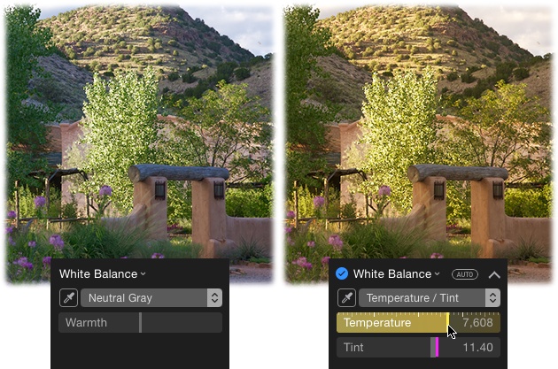 Adjusting a picture’s white balance can make it look like you took the photo at a completely different time of day—say, at sunset instead of high noon.In this example, both the Temperature and Tint sliders were dragged rightward to warm the photo, which is also handy for warming skin tones bleached white by your camera’s flash.