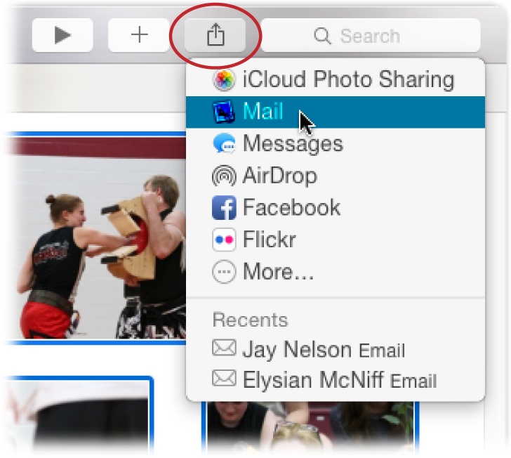 When you choose Mail, your Mac creates a new email message in the Mail app or in the email program of your choice. The selected thumbnails are either attached to it or—if you’re using Mail and the attachment is really big—the files are uploaded to Apple’s servers (see step 1 for details).