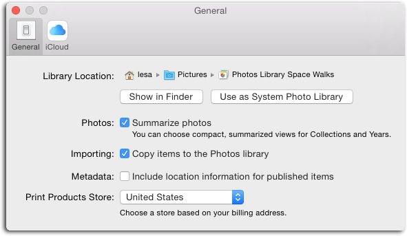 If the “Use as System Photo Library” button is grayed out, that means the currently open library is the System Photo Library. As you learned in this section, changing System Photo Libraries seriously messes with both iCloud and iTunes. Consider yourself warned!