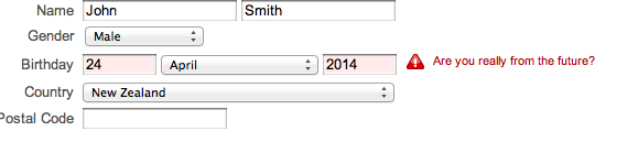 Yahoo! has a sign up microinteraction that won’t let you put in a future date. Making that field a drop-down with only acceptable years would prevent this error entirely. (Courtesy Little Big Details.)