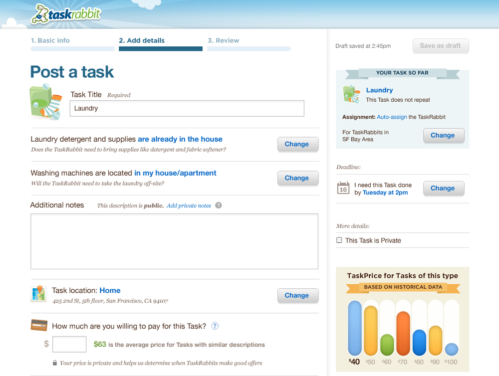 Step 2 of the form. Once the user picks a main task, the rest of the microinteraction is customized around it. (Courtesy Sarah Harrison.)