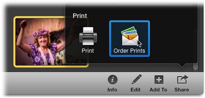 Ordering prints through iPhoto is incredibly easy and, in some cases, is far less of a hassle than printing them yourself. It all starts by selecting photos, and then clicking Share→Order Prints.