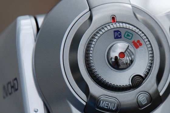 Camcorders and cameras generally have a switch or command that lets you connect it to a PC (or, in this case, to a Mac). It might be a dedicated position on the camera’s “mode” dial, as shown here.