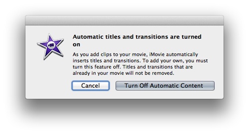 When it comes to themes and transitions, iMovie insists on being in charge if you accept its help. Once you try to do things your way, iMovie withdraws due to creative differences.