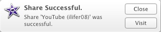 iMovie uses OS X’s built-in notification system to let you know you’ve successfully shared a movie.