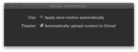 You can get to this box quickly by pressing ⌘-comma, which isn’t so hard to learn considering it’s also the keystroke that opens the Preferences box in iPhoto, iTunes, GarageBand, and most other Apple and Microsoft programs. What isn’t typical, though, is how bare iMovie’s preference settings are.