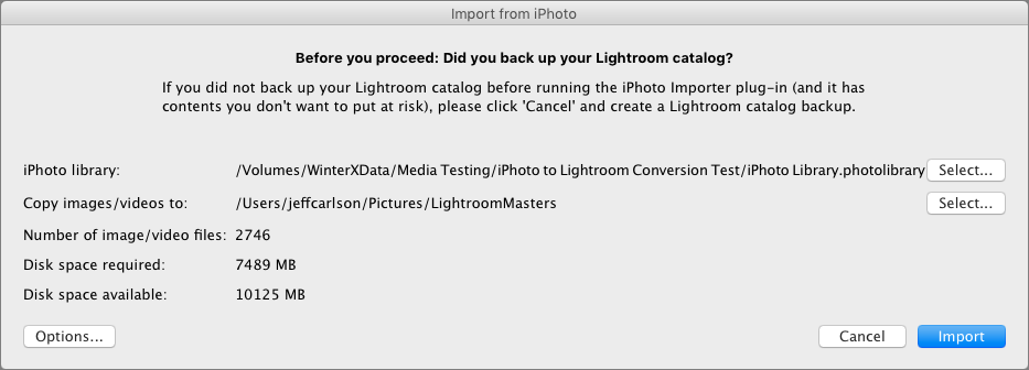 Figure 87: The Import from iPhoto tool is more functional than beautiful.