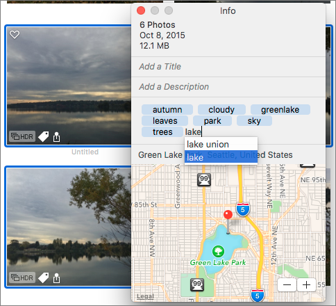 Figure 34: Adding keywords in Photos.